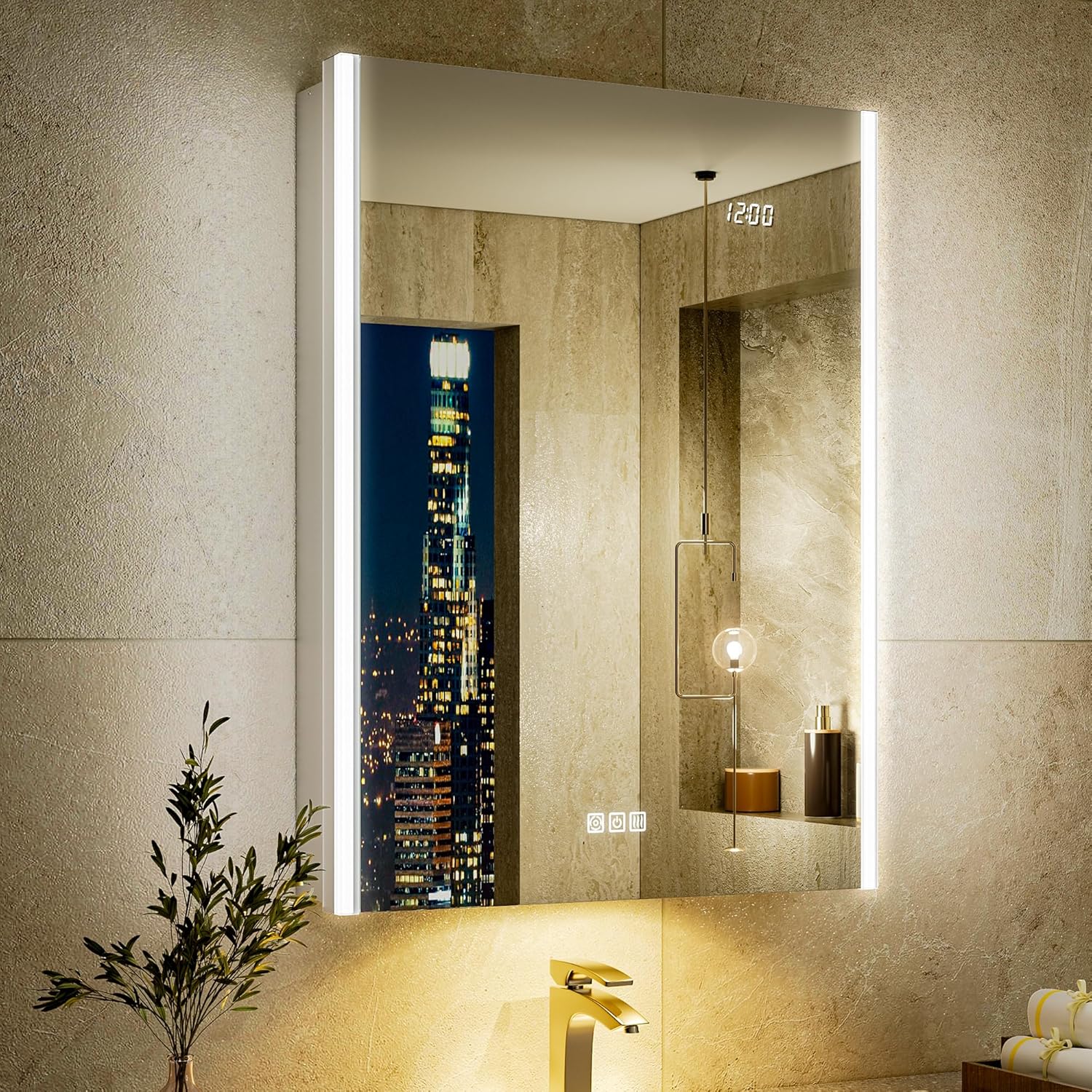 Soft Close Hinge - 24x32 LED Medicine Cabinet Mirror Fogless
