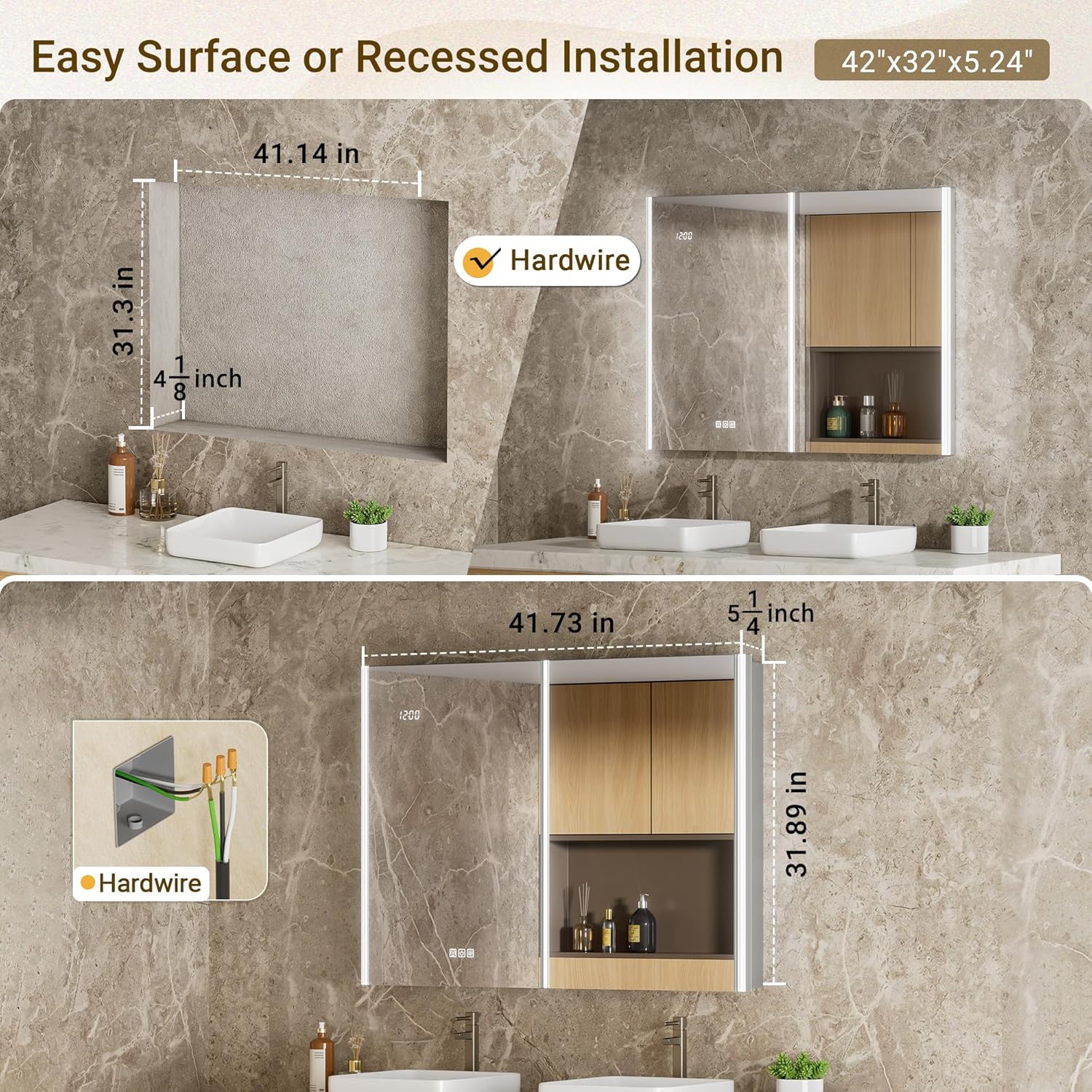 42x32 Lighted Medicine Cabinet - Soft Close Hinge avis et prix