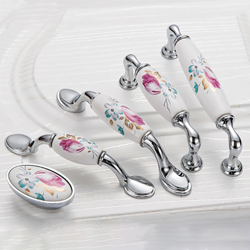Tulip Ceramic Door Handle Silv - Vintage Furniture Hardware Pulls avis et prix