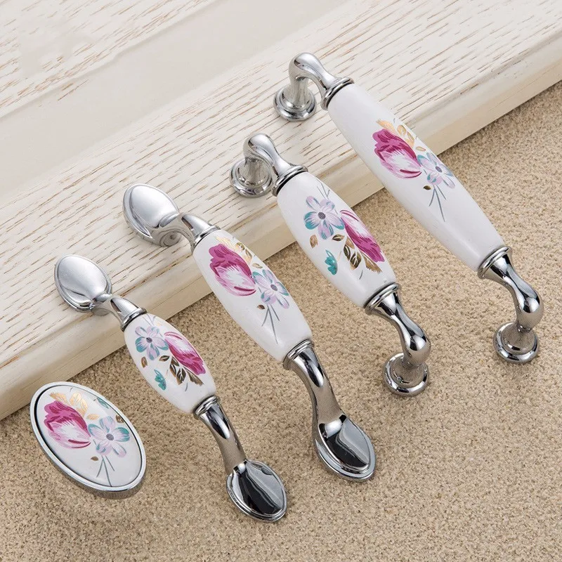 Tulip Ceramic Door Handle Silv - Vintage Furniture Hardware Pulls avis et prix
