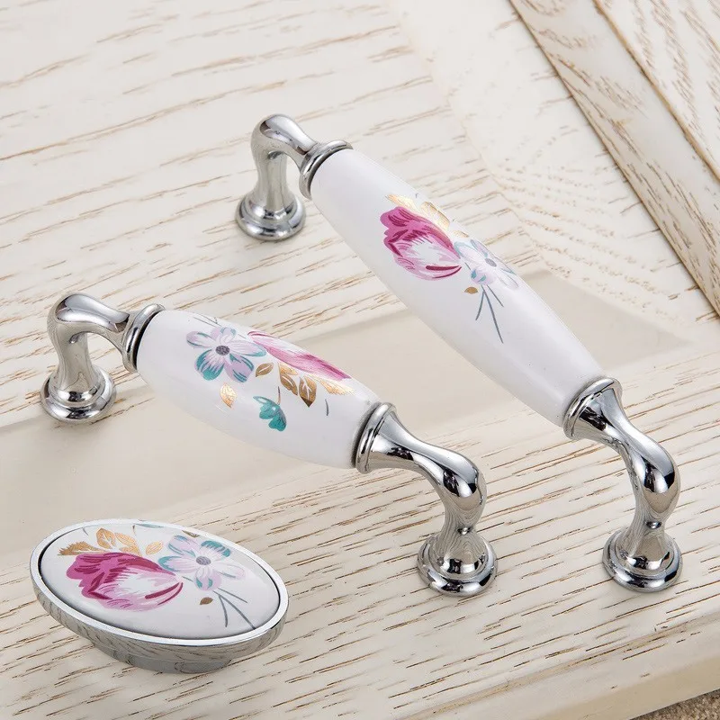 Tulip Ceramic Door Handle Silv - Vintage Furniture Hardware Pulls avis et prix