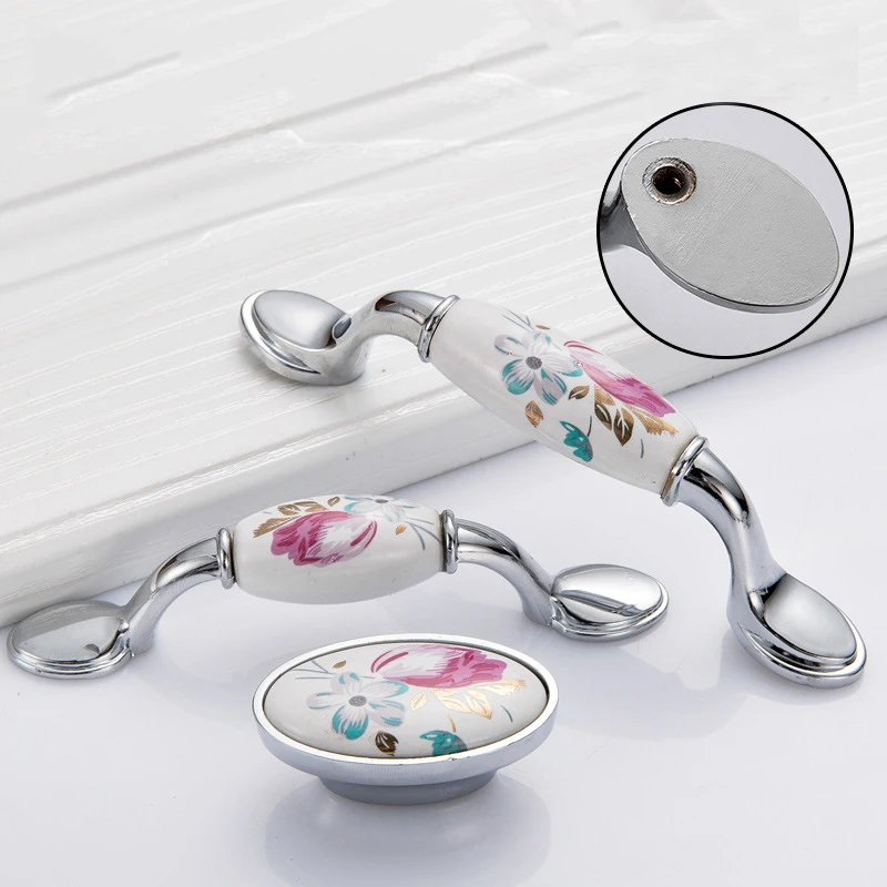 Tulip Ceramic Door Handle Silv - Vintage Furniture Hardware Pulls avis et prix